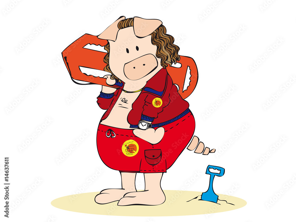 Fototapeta premium Baywatch man pig