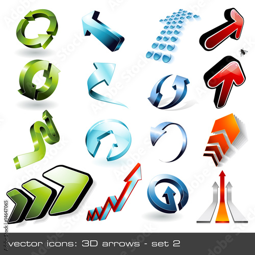 vector icons: 3d arrows (set 2)
