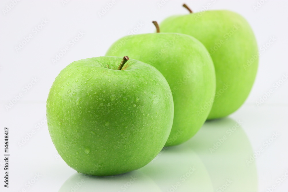 three apple isolated on white