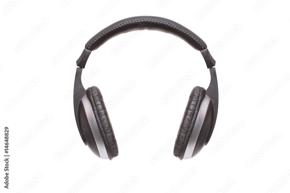 Black headphones isolated on a white background Black headphones isolated on a white background