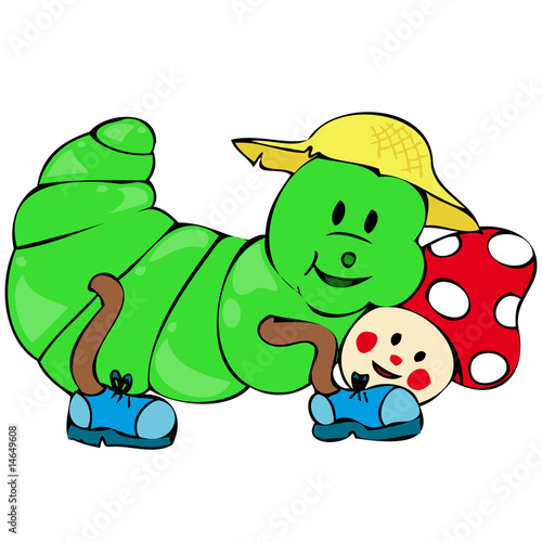caterpillar with mushroom