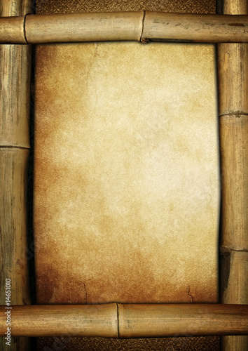 bamboo frame with vintage paper background
