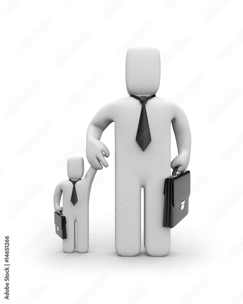 Big business is helping small businesses or father and son Big business is helping small businesses or father and son
