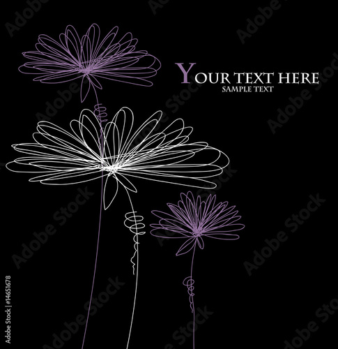 Grafische Blumen auf Schwarz