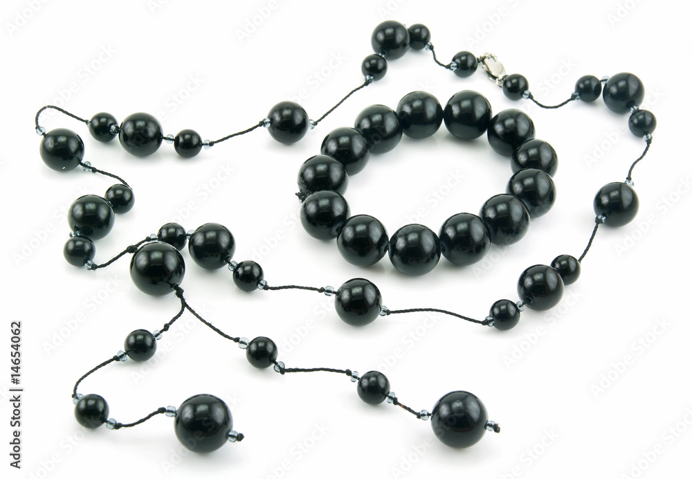 Black Pearl Bracelet and Necklace Isolated Black Pearl Bracelet and Necklace Isolated