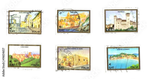 italian stamps, landscape and monuments