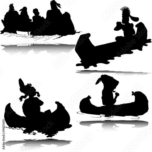 canoe illustration vector silhouettes