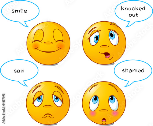 Set of four smiley faces
