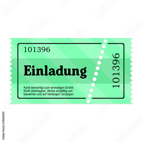 eintrittskarte einladung grün