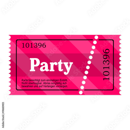eintrittskarte party pink