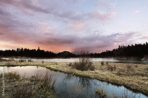 Lake on sunset