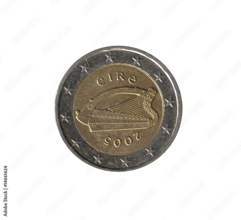 irish 2 euro isolated over white irish 2 euro isolated over white