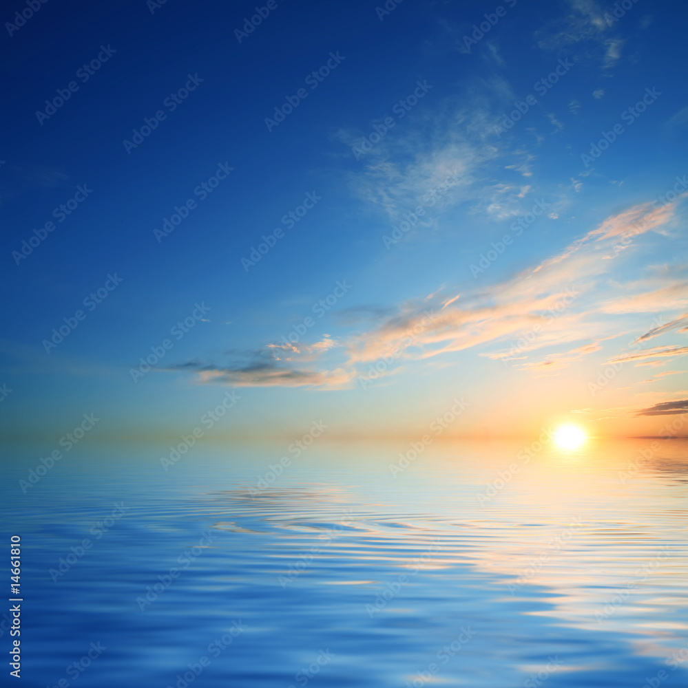sea-piece on a sunset background