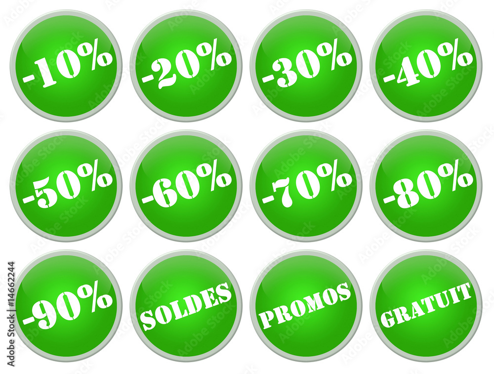 set icones soldes et promotions vert set icones soldes et promotions vert