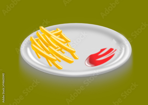 Teller mit Pommes Frites & Ketchup