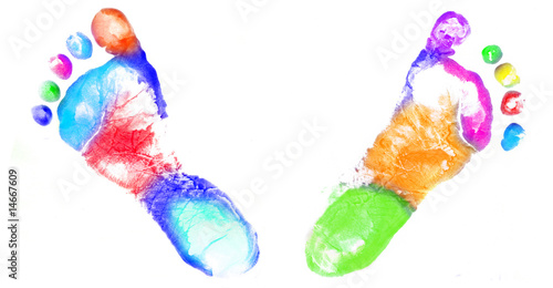 Multicolor baby footprint photo