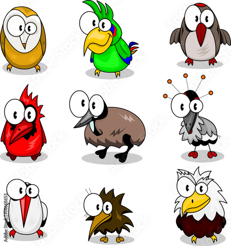 Collection of cartoon birds