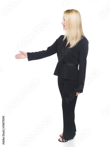 businesswoman - handshake reach
