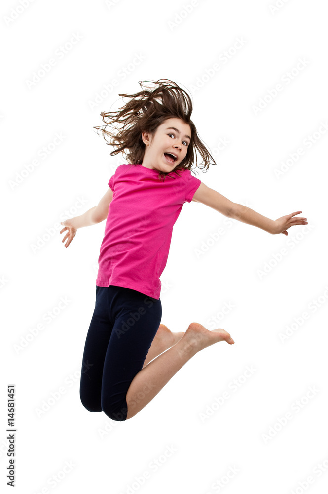 Girl jumping isolated on white background Girl jumping isolated on white background