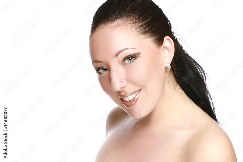 Closeup portrait of a beautiful brunette Closeup portrait of a beautiful brunette