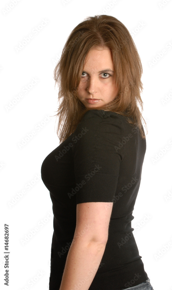 beautiful young woman standing