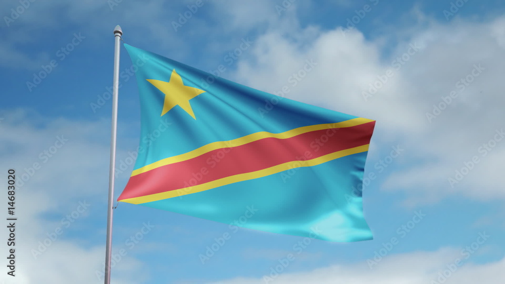 HD flag of Democratic Republic of the Congo. Seamless loop. HD flag of Democratic Republic of the Congo. Seamless loop.