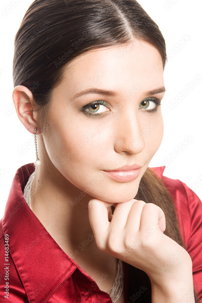 Studio portrait of a beautiful young sexy woman, isolated on whi Studio portrait of a beautiful young sexy woman, isolated on whi