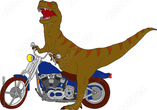 vector - big t-rex on motobike