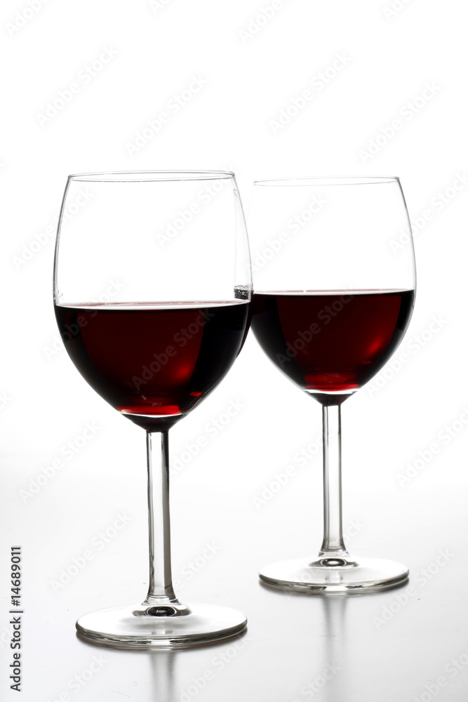 Two red wine glasses