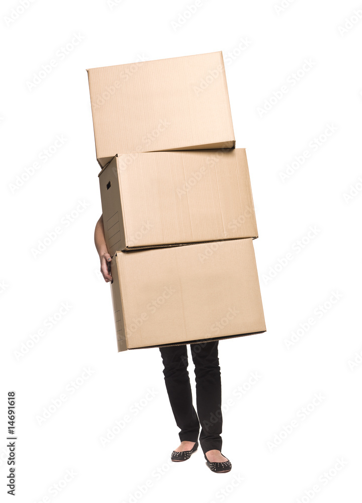 Woman with three boxes Woman with three boxes