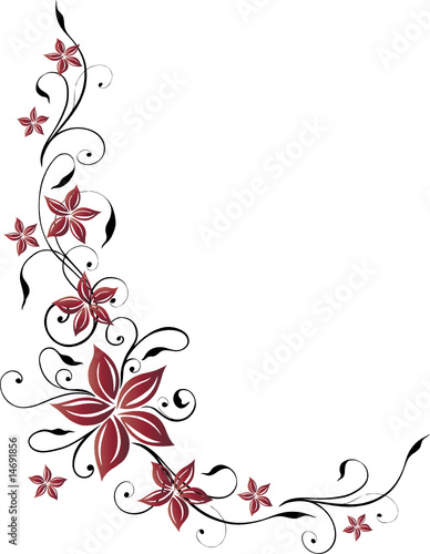 Blüten Ranke, rot, schwarz