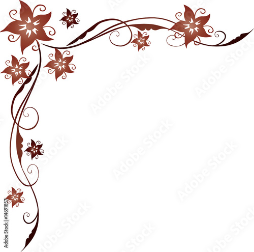 Floral, Blütenranke, rot schwarz, filigran