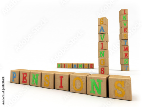 Pensions concept - Child's play building blocks