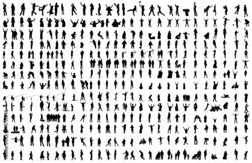 Arround 400  people in different activities - clipart collection