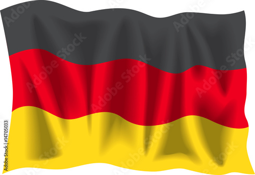 Waving flag of Germany isolated on white