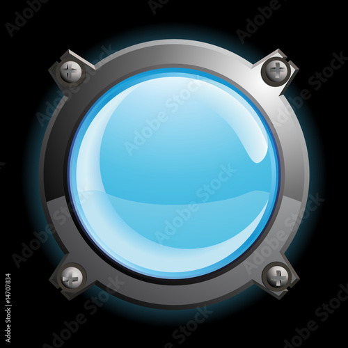 Bouton bleu sur fond noir