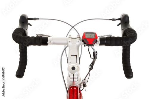 .handle bar of race road bike isolated on white background