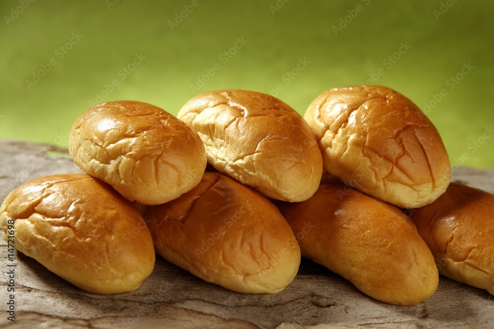 Brioche little bread stacked in two rows