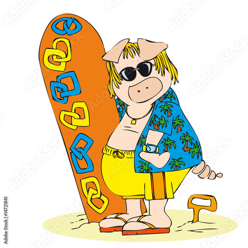 surfer pig