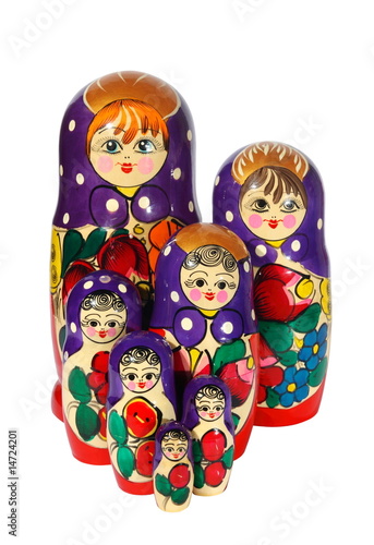 Russian nest-dolls on a white background