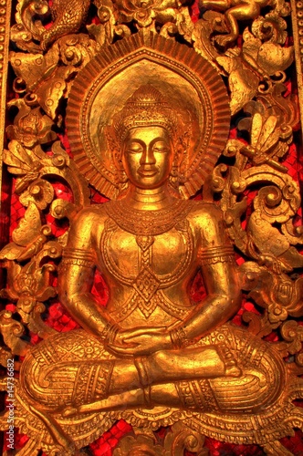 Golden Buddha in a Temple in Luang Prabang, Lao / Laos
