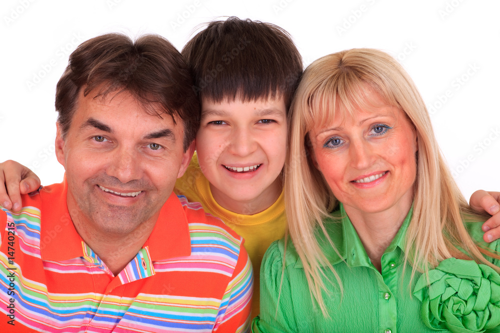 Smiling boy with parents Smiling boy with parents