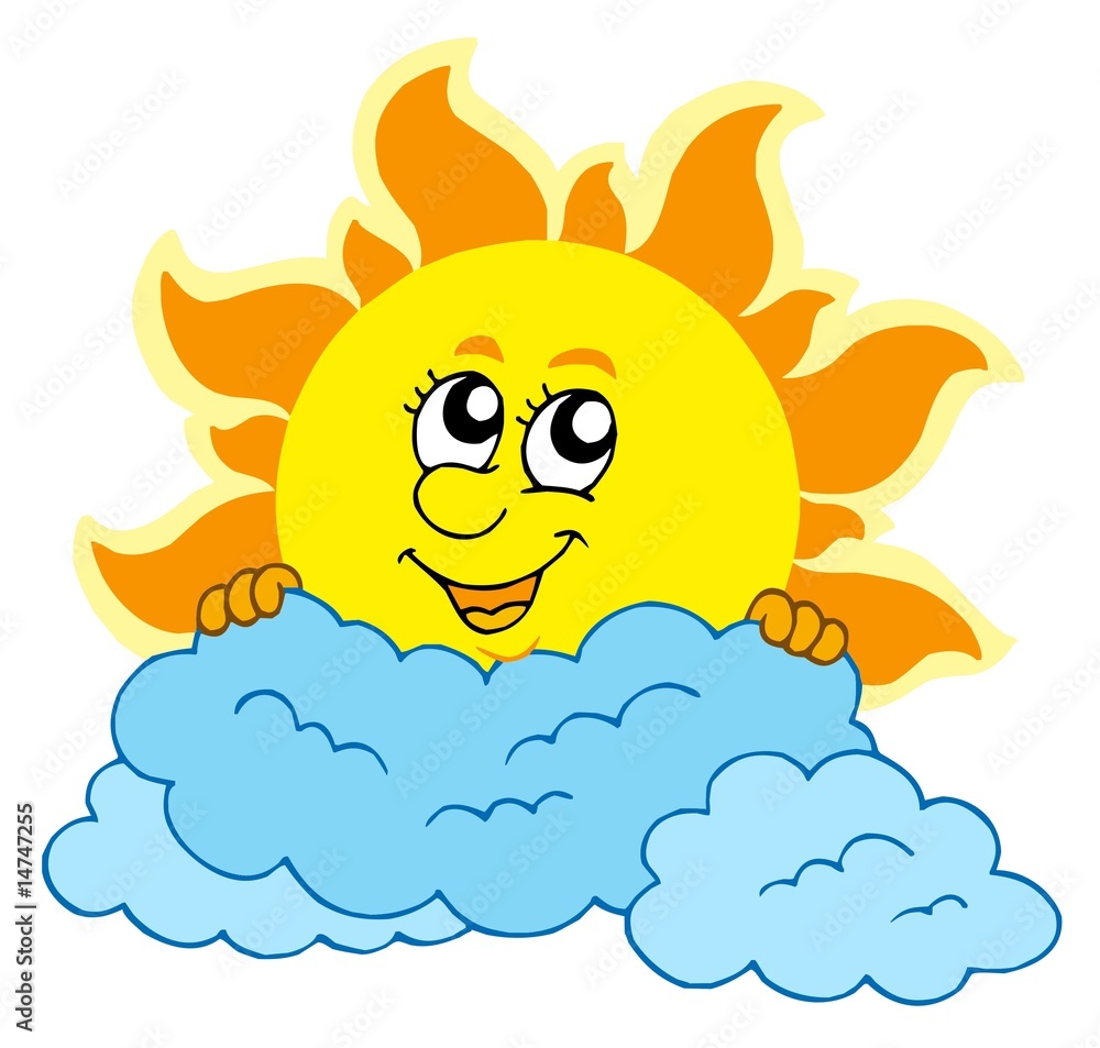 Cute cartoon Sun with clouds Cute cartoon Sun with clouds