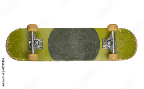 Bottom of Skateboard on White Background