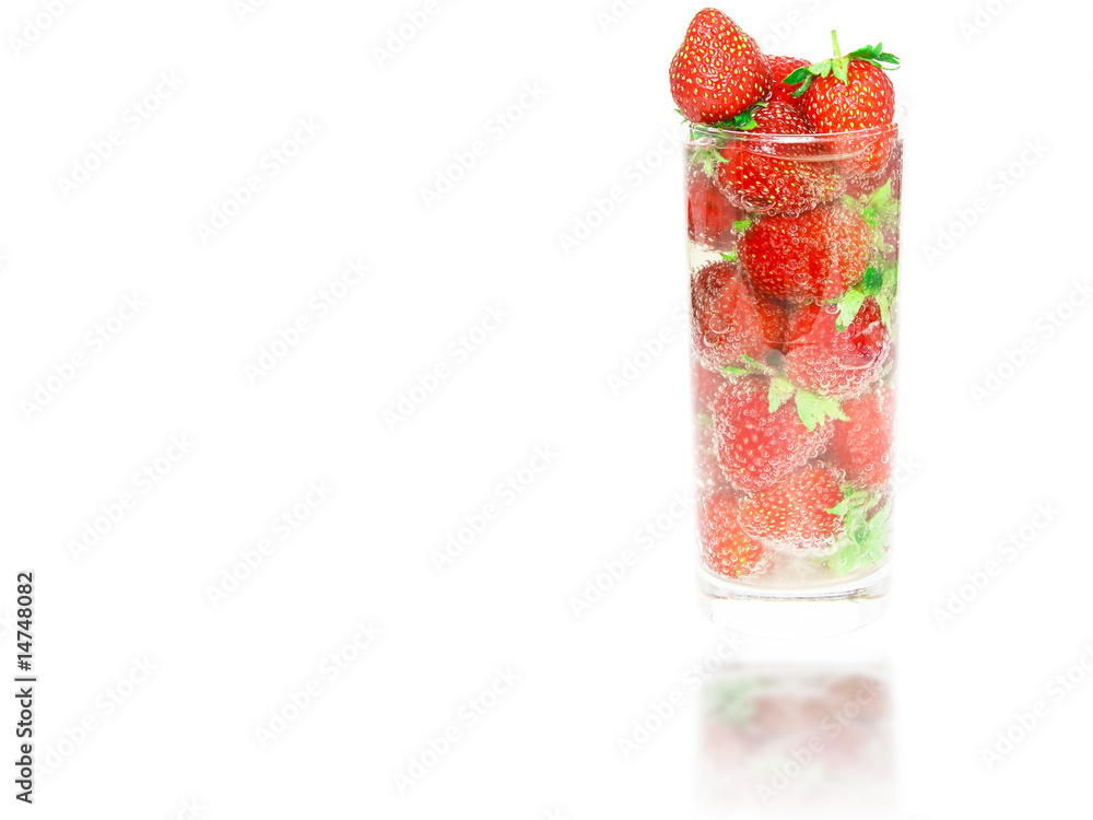 Glass with fresh strawberries on glass. Isolated Glass with fresh strawberries on glass. Isolated