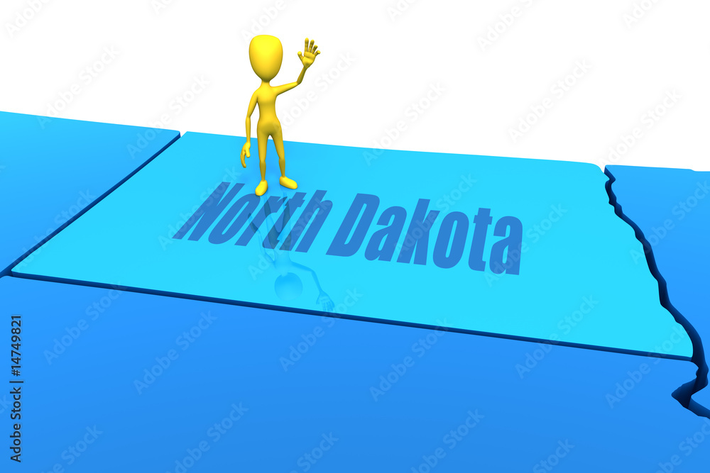 North Dakota state outline with yellow stick figure North Dakota state outline with yellow stick figure