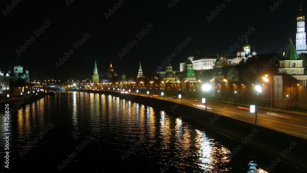 Night kremlin in light of neon Night kremlin in light of neon