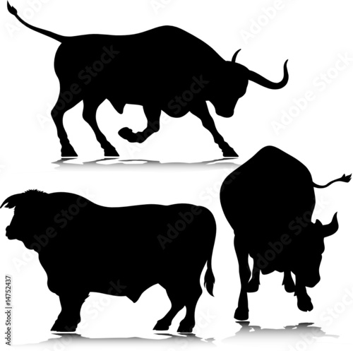 three bull vector silhouettes