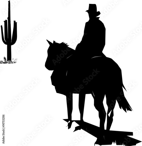 cowboy go to cactus vector silhouettes