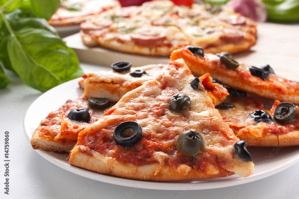 different sliced pizzas with ingredients different sliced pizzas with ingredients